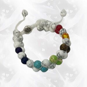 🍀Hand Crafted Multicolor Natural Stones Bracelet with Adjustable Closure NIP